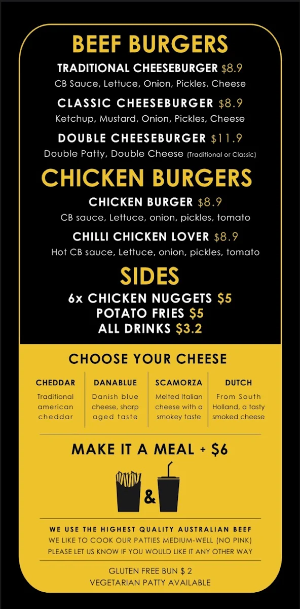 Menu, Cheeseburger Adelaide