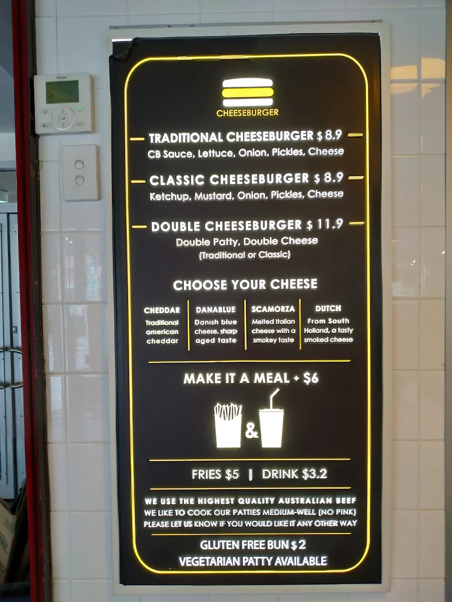 Menu, Cheeseburger Adelaide