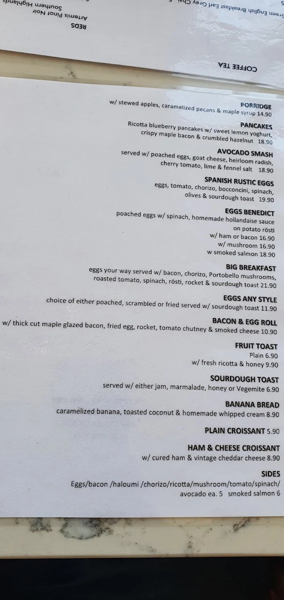 Menu, The Post Office Cafe Moss Vale