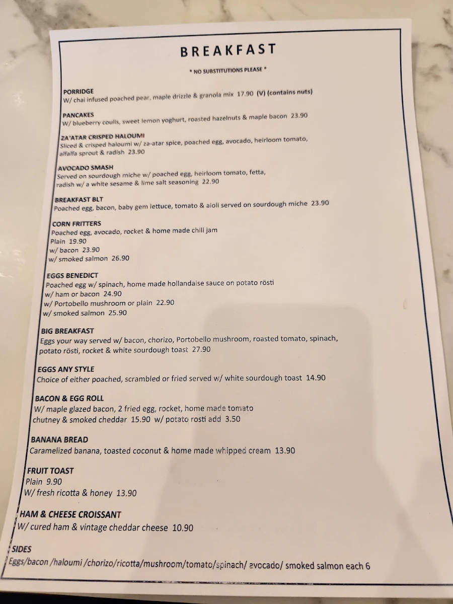 Menu, The Post Office Cafe Moss Vale