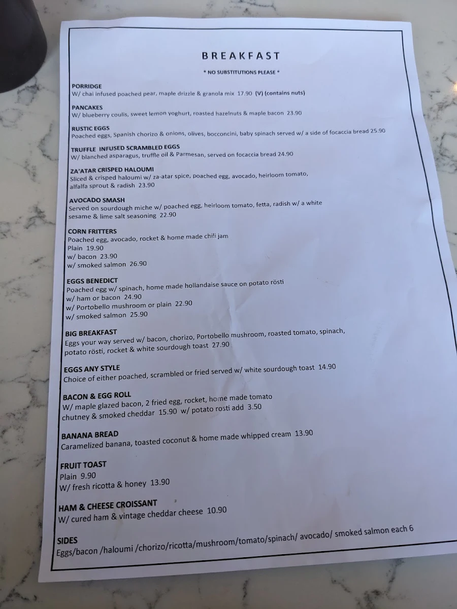 Menu, The Post Office Cafe Moss Vale