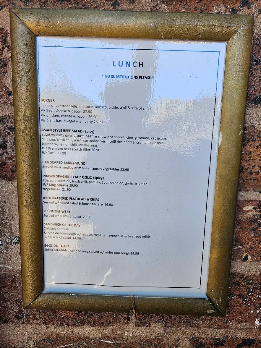Menu, The Post Office Cafe Moss Vale