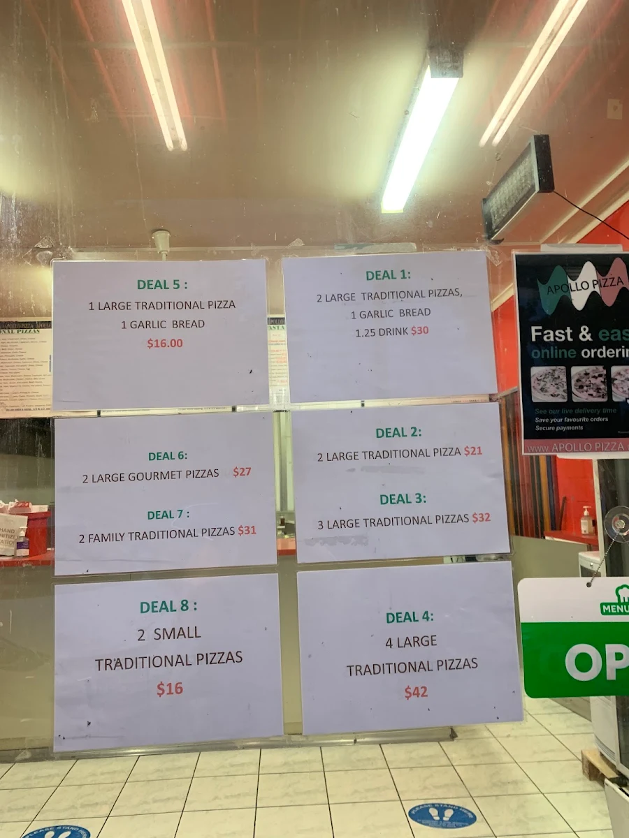 Menu, Apollo Pizza