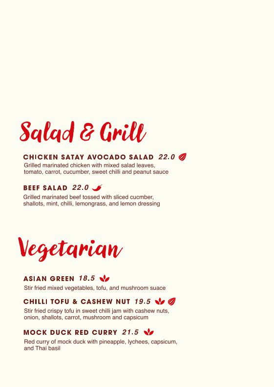 Menu, Stanny Temptations Thai Cafe & Restaurant
