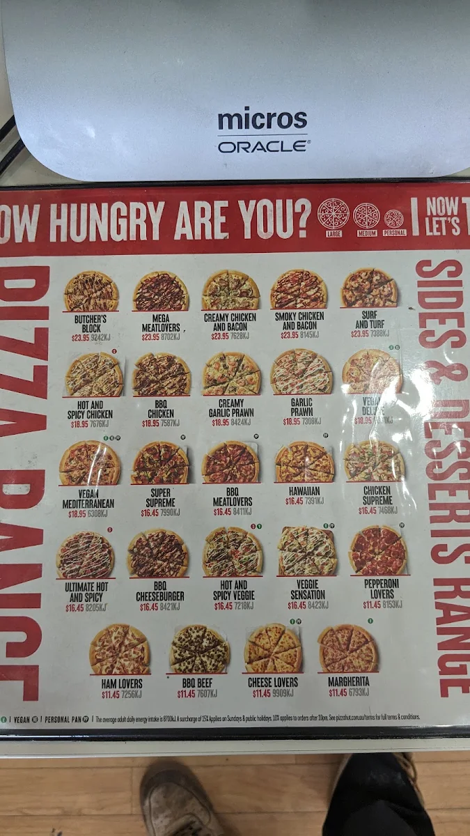 Menu, Pizza Hut Everton Park