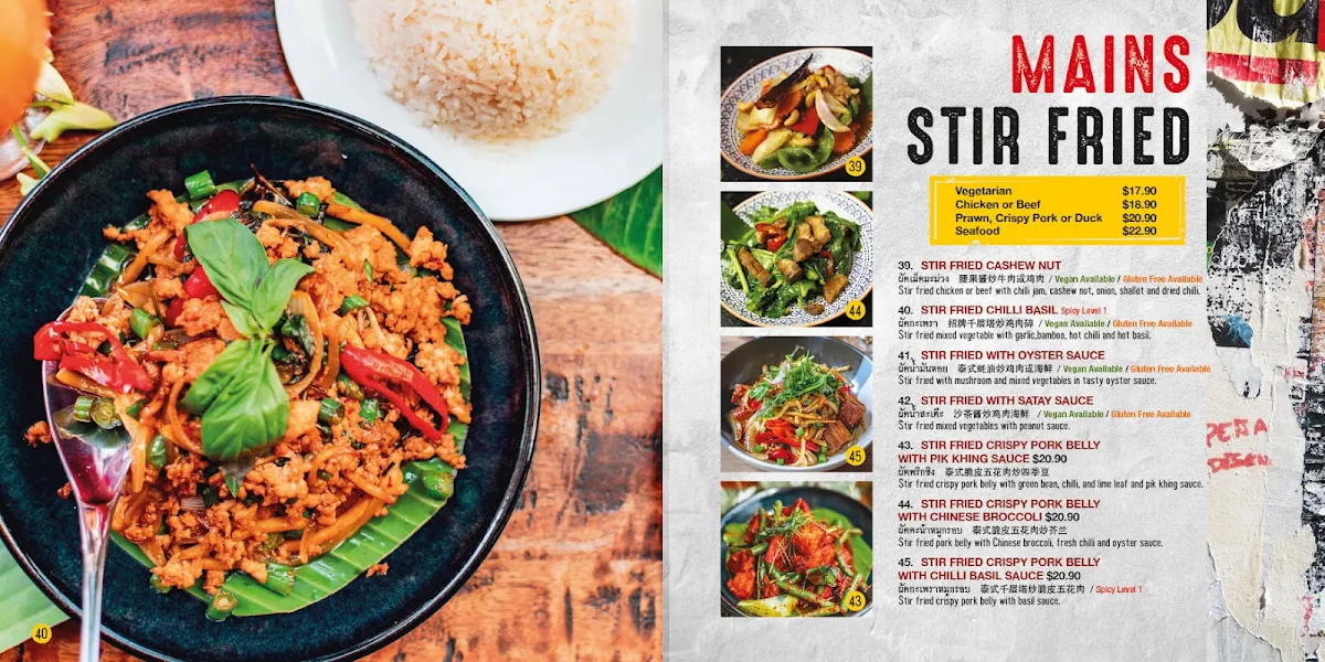 Menu, Thai Thae Penrith