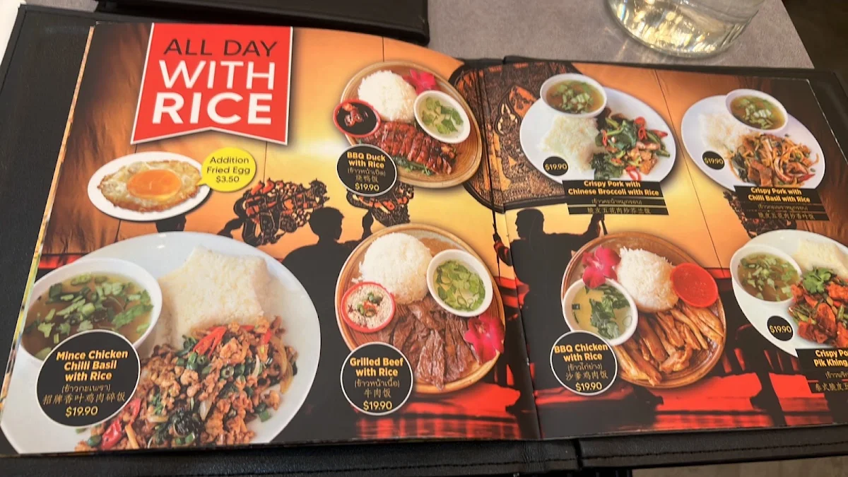 Menu, Thai Thae Penrith