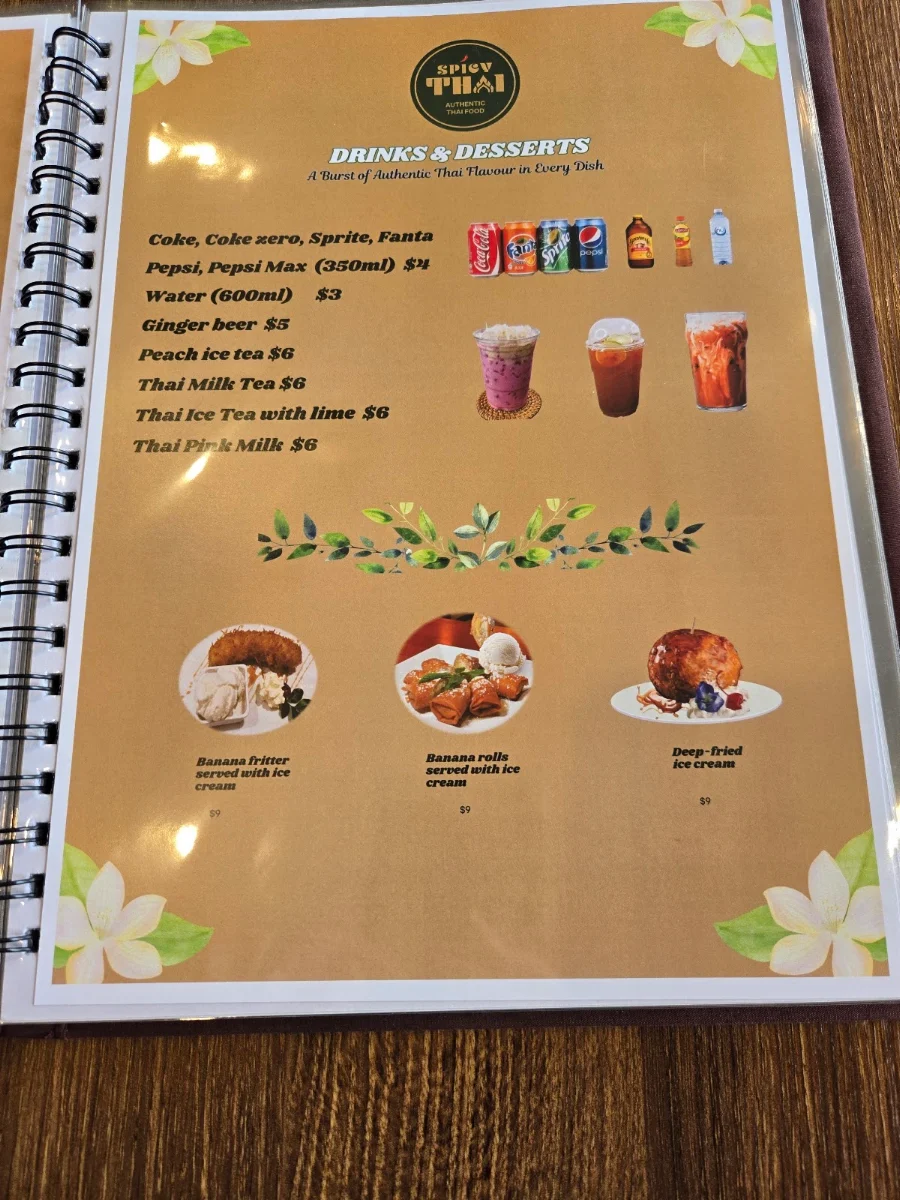 Menu, Spicy Thai Brisbane