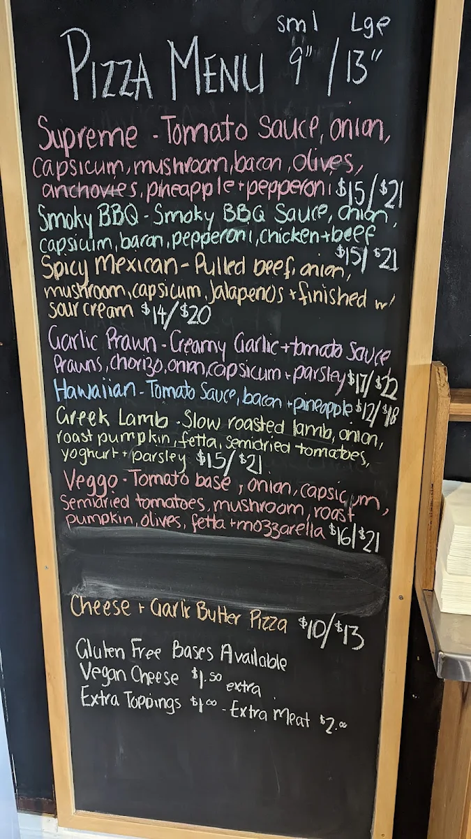 Menu, Avon Valley Inn