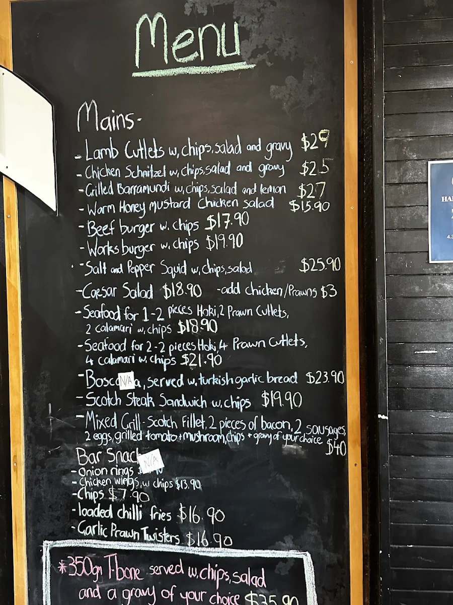 Menu, Avon Valley Inn