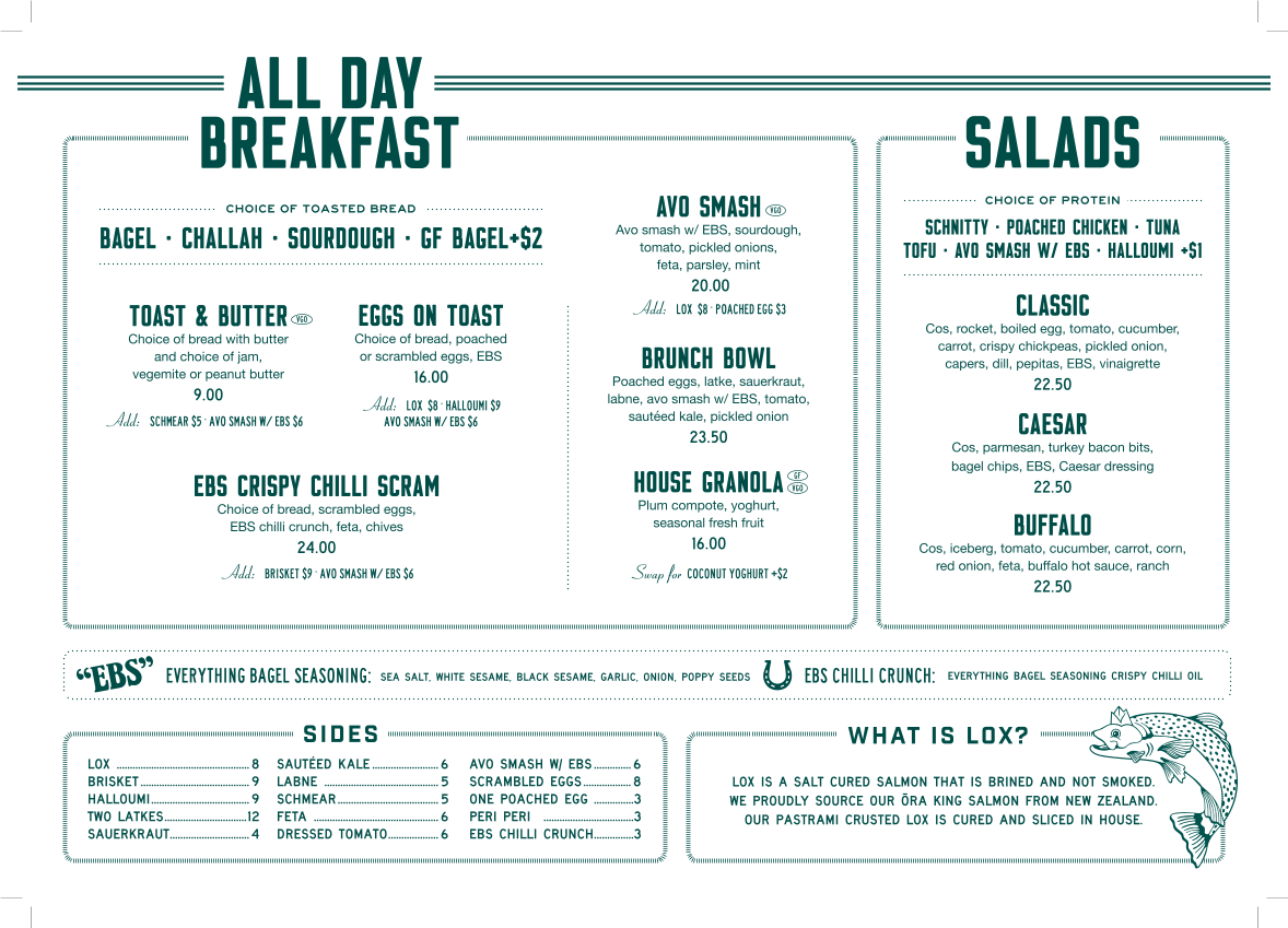 Menu, Lox In A Box Coogee