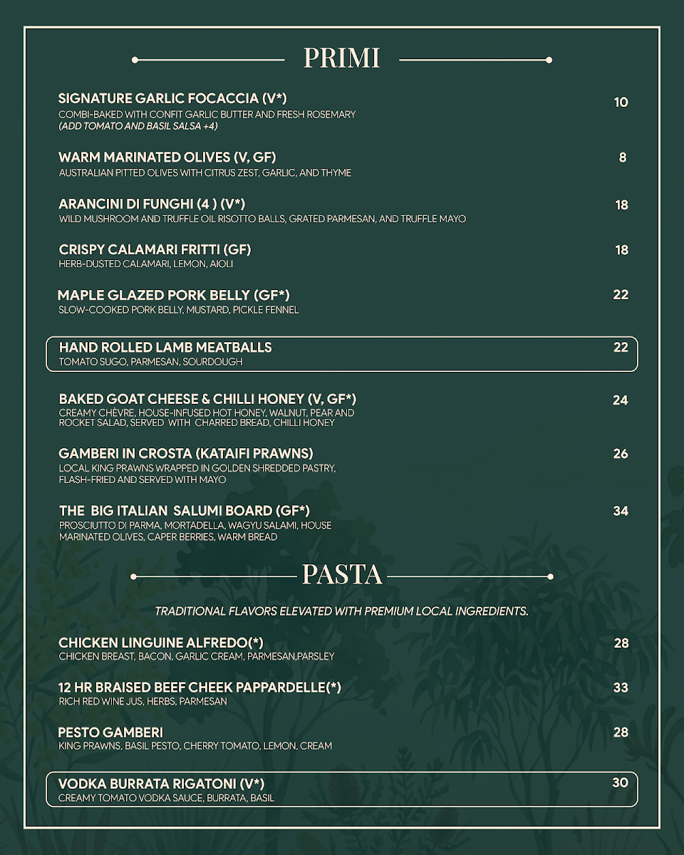 Menu, Auzilia Restaurant and Bar