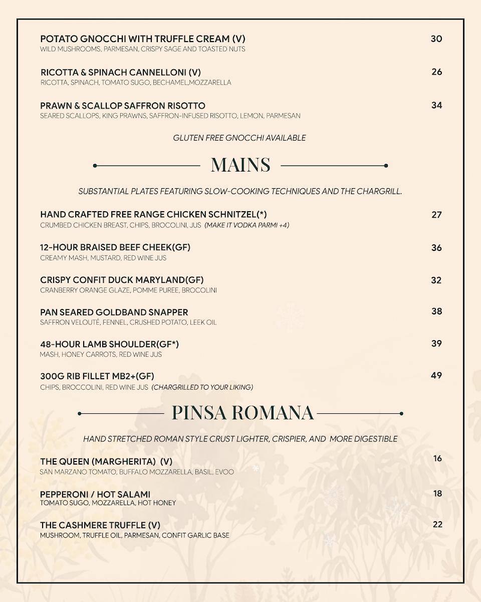 Menu, Auzilia Restaurant and Bar