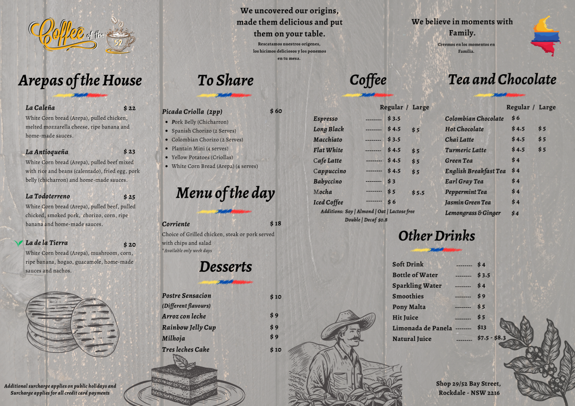 Menu, Coffee of the 52
