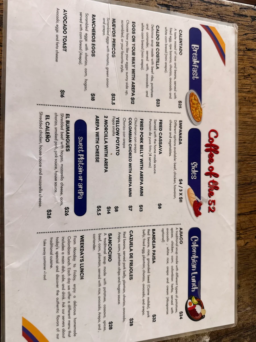 Menu, Coffee of the 52
