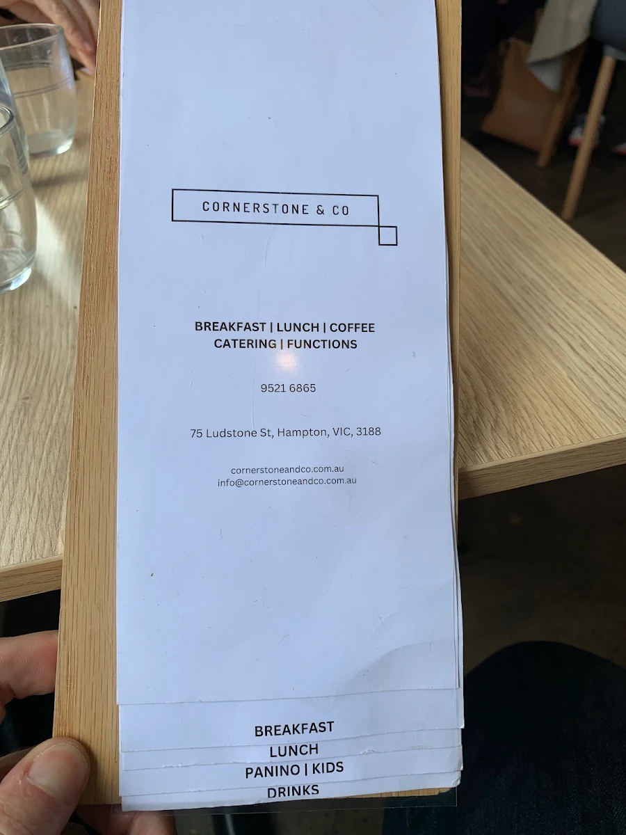 Menu, Cornerstone & Co.