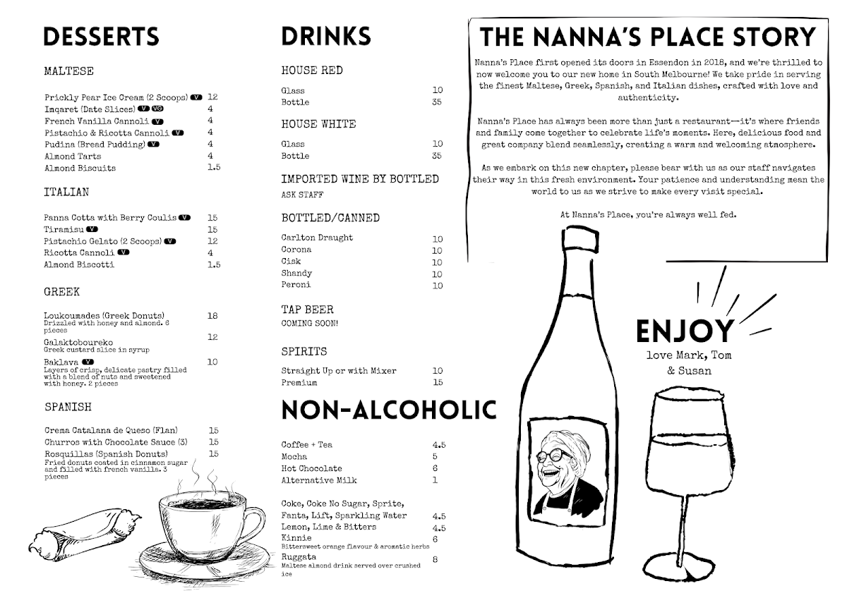 Menu, Nanna’s Place Mediterranean Restaurant