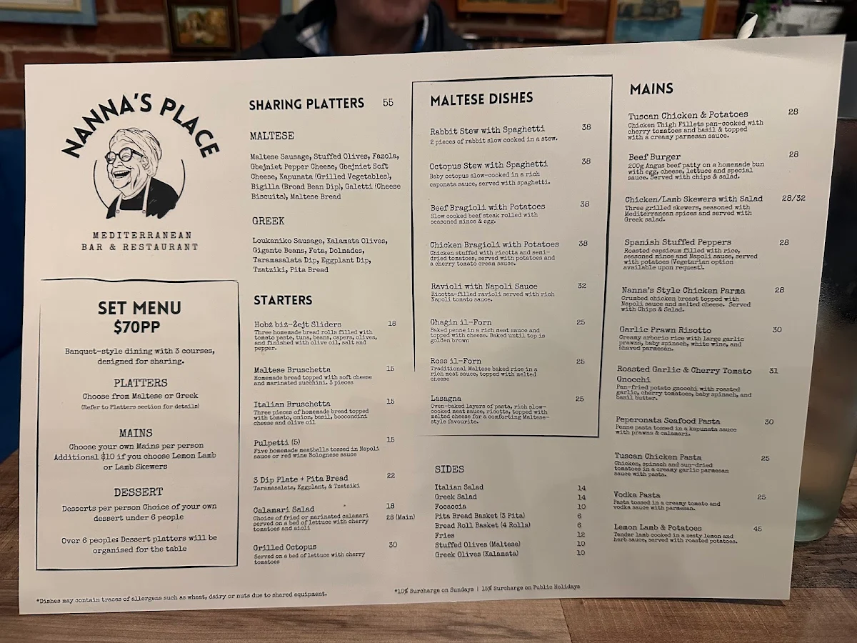 Menu, Nanna’s Place Mediterranean Restaurant