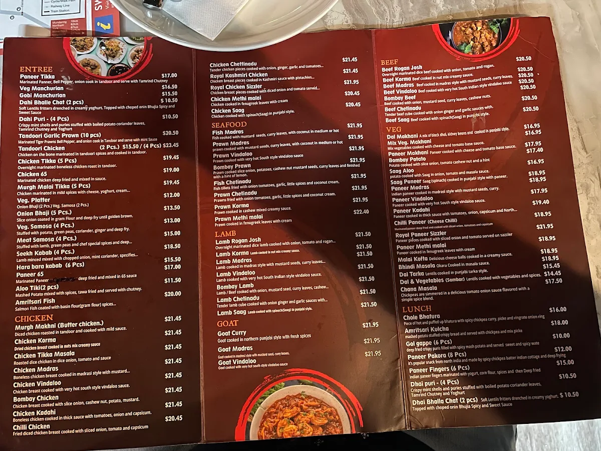 Menu, Royal Tarka Indian Restaurant