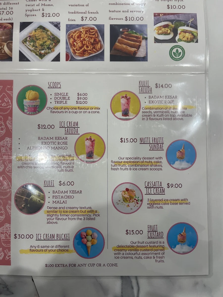 Menu, Icy Spicy Seven Hills