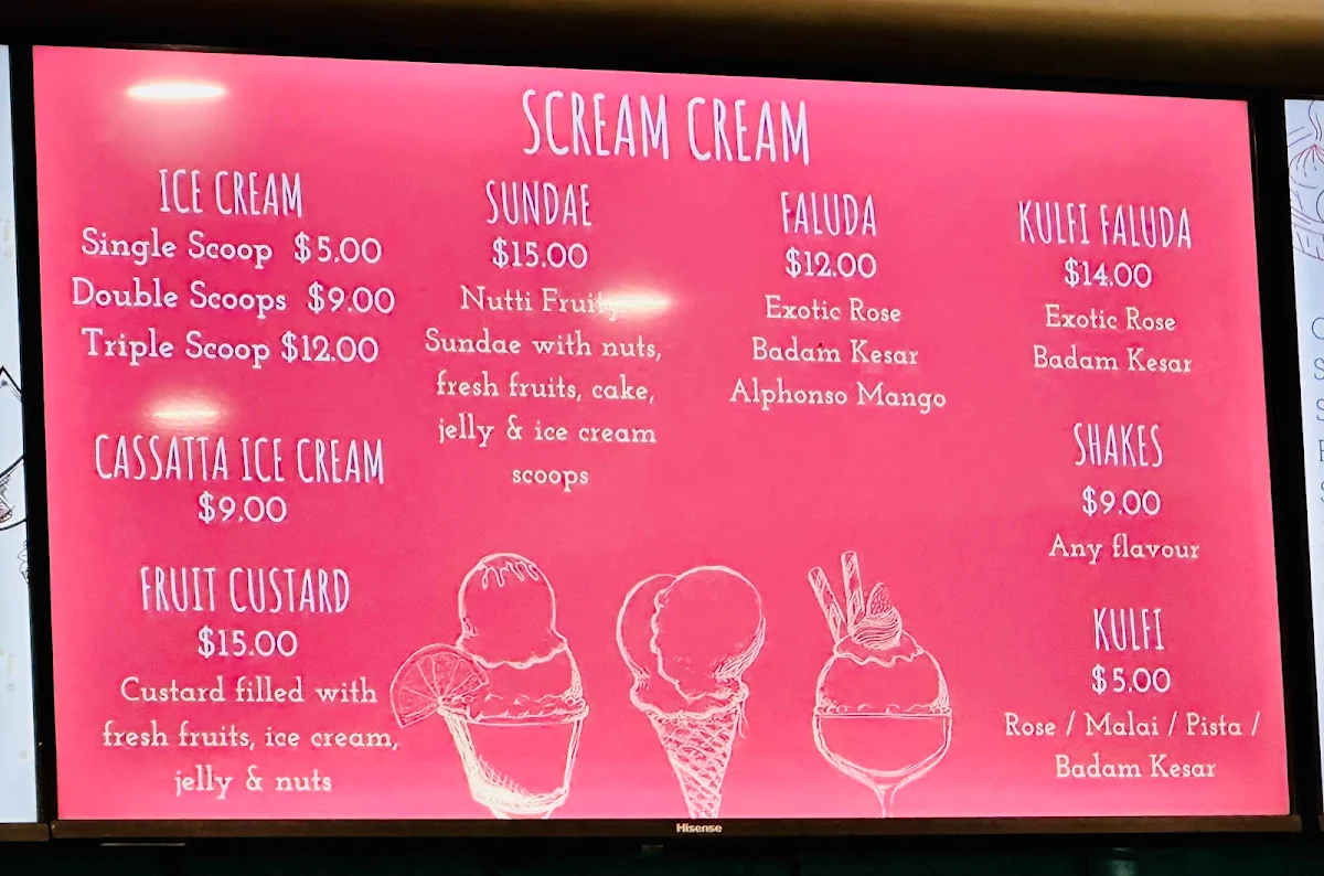 Menu, Icy Spicy Seven Hills