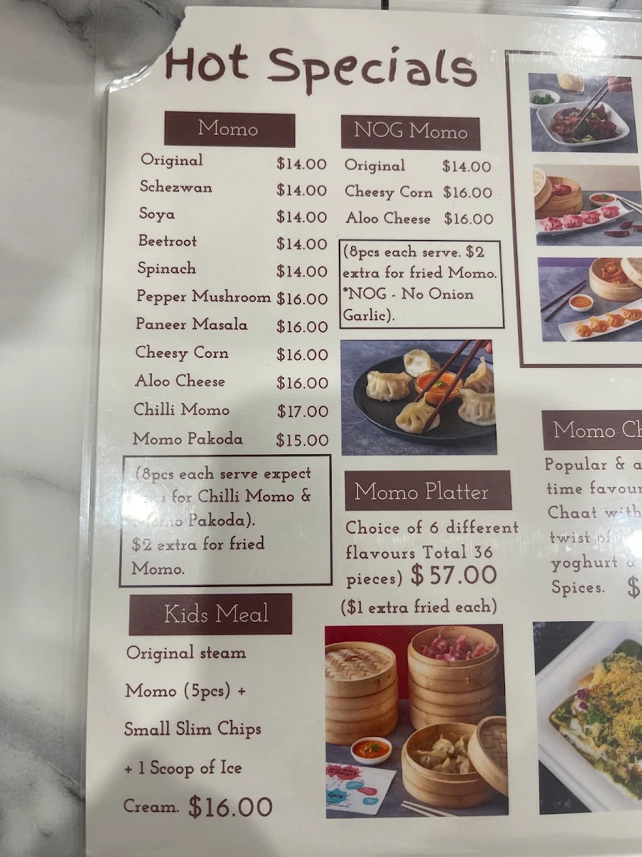 Menu, Icy Spicy Seven Hills