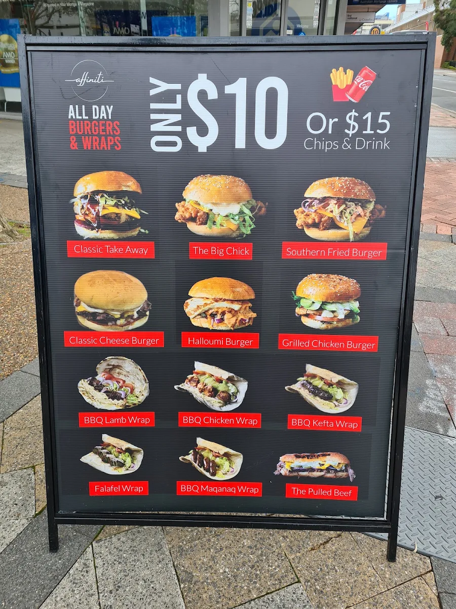 Menu, Affiniti Cafe