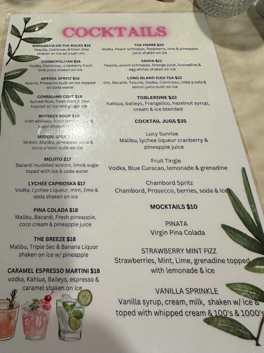 Menu, Ccooks @ Corrigans