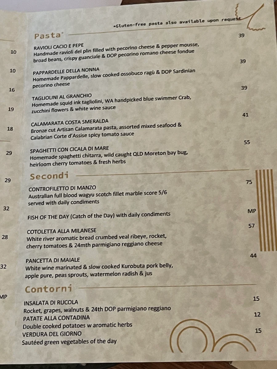 Menu, Figo Restaurant Bar