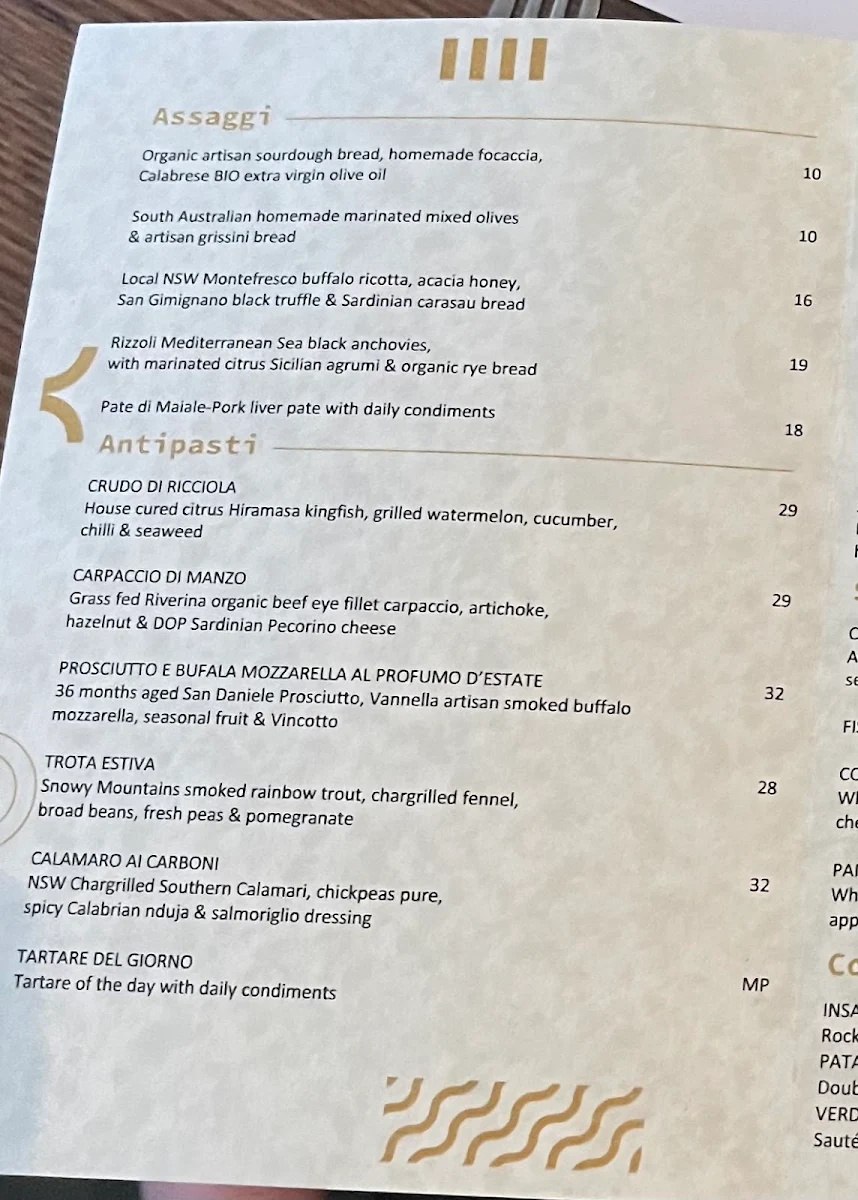 Menu, Figo Restaurant Bar