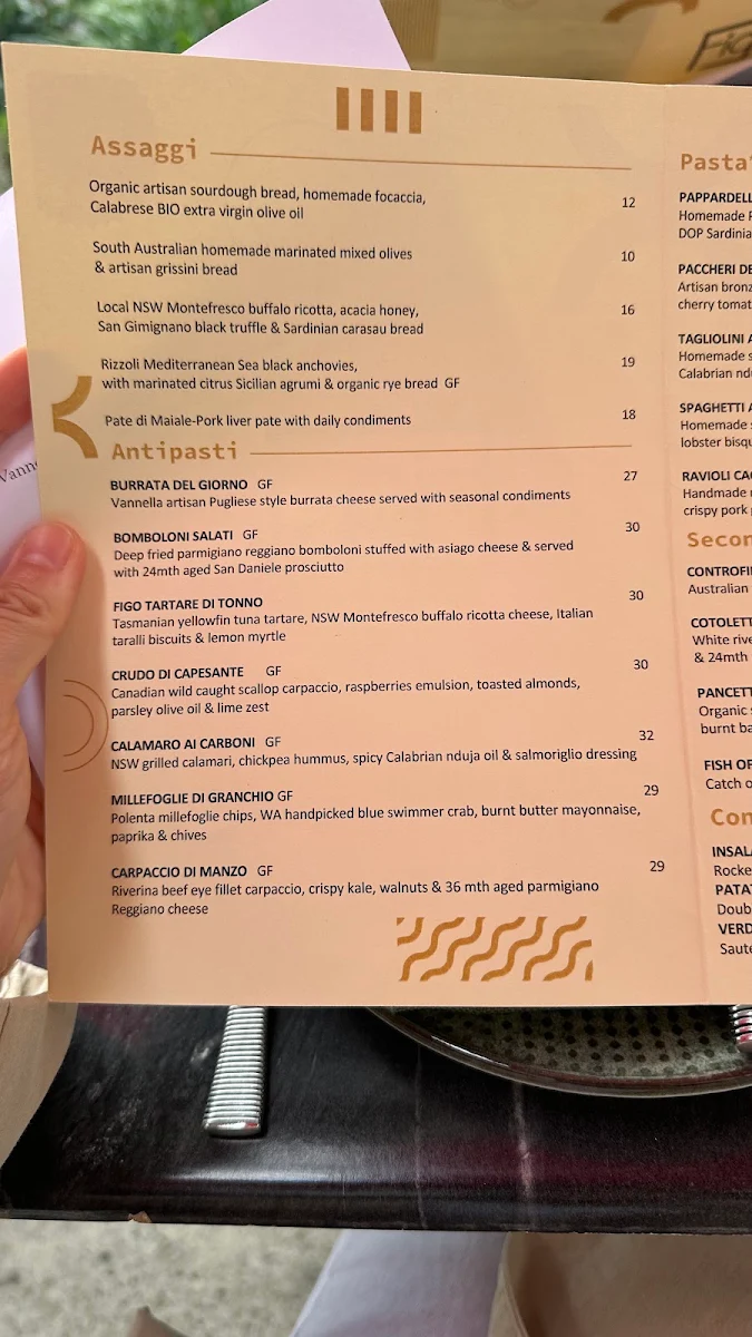 Menu, Figo Restaurant Bar