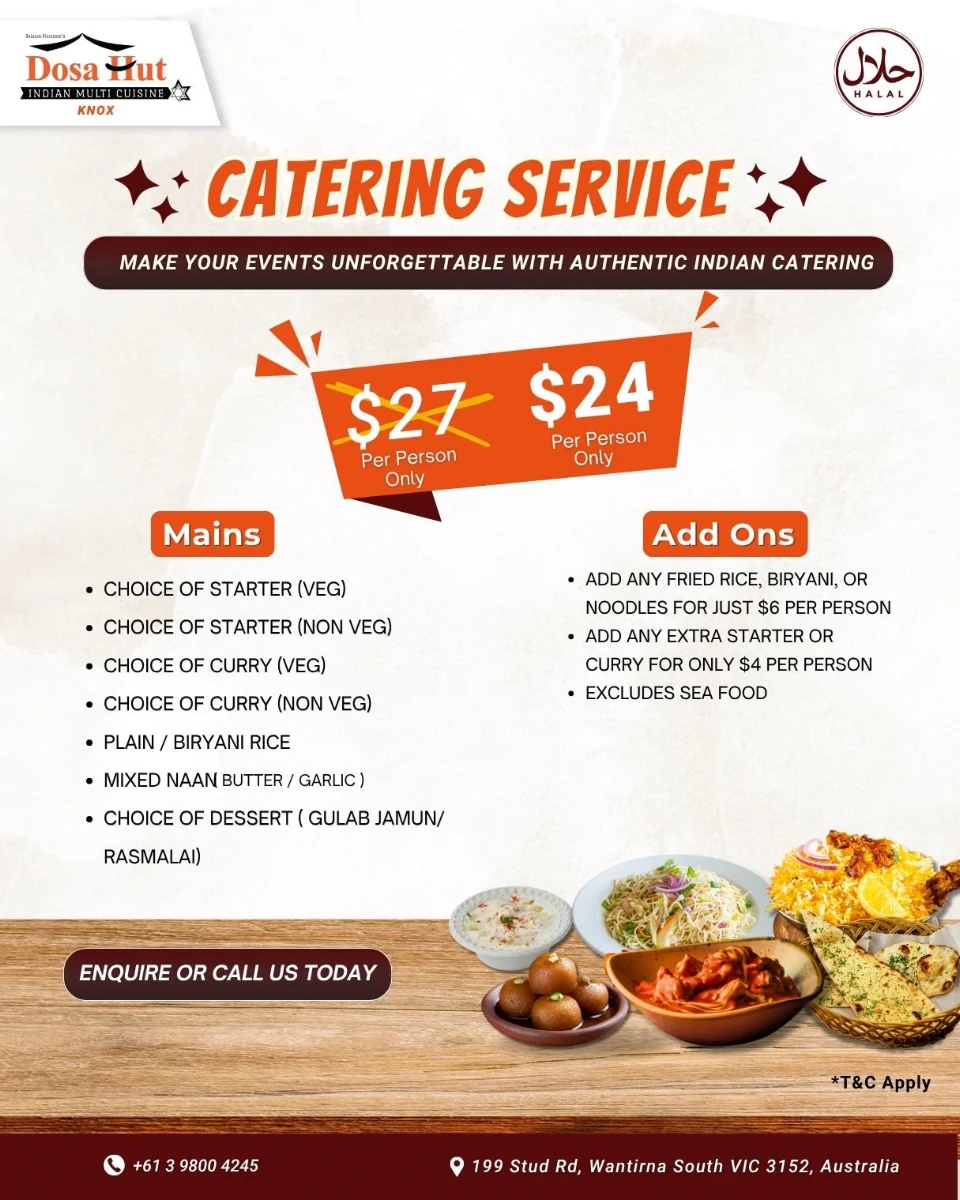 Menu, Dosa Hut - Indian Multi Cuisine Restaurant Knox