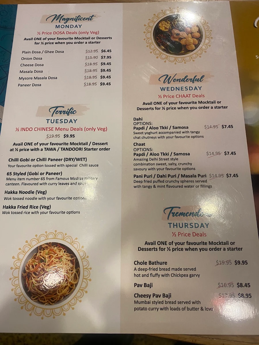 Menu, Dosa Hut - Indian Multi Cuisine Restaurant Knox