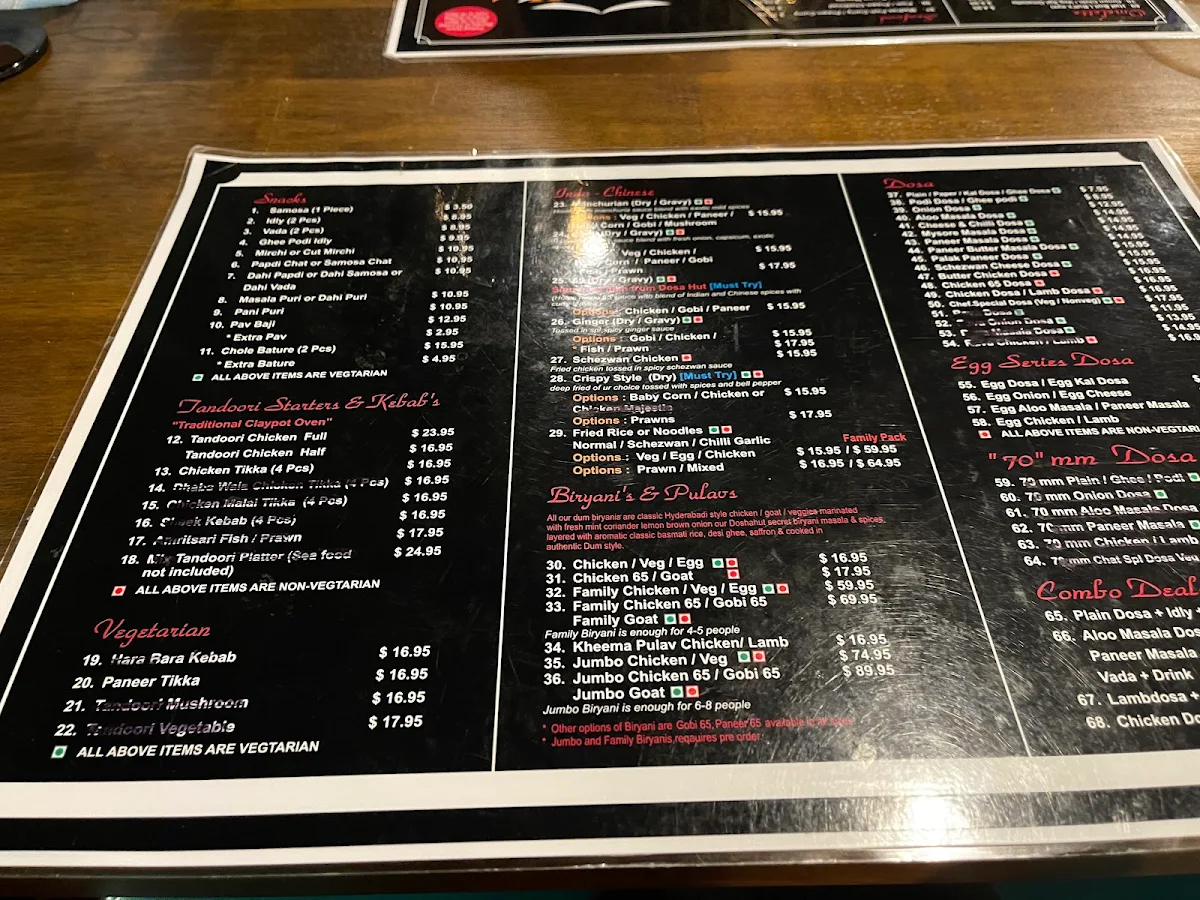 Menu, Dosa Hut - Indian Multi Cuisine Restaurant Knox
