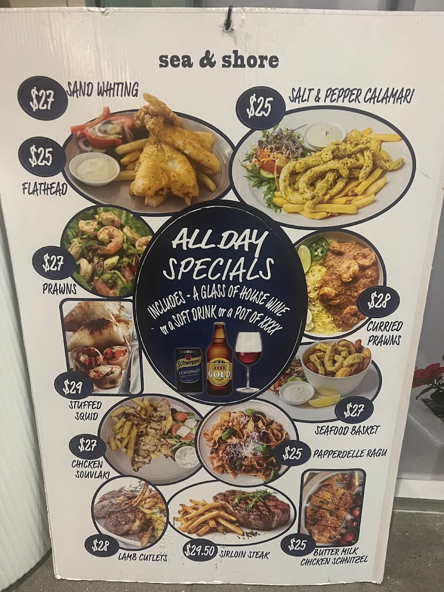 Menu, Sea and shore restaurant