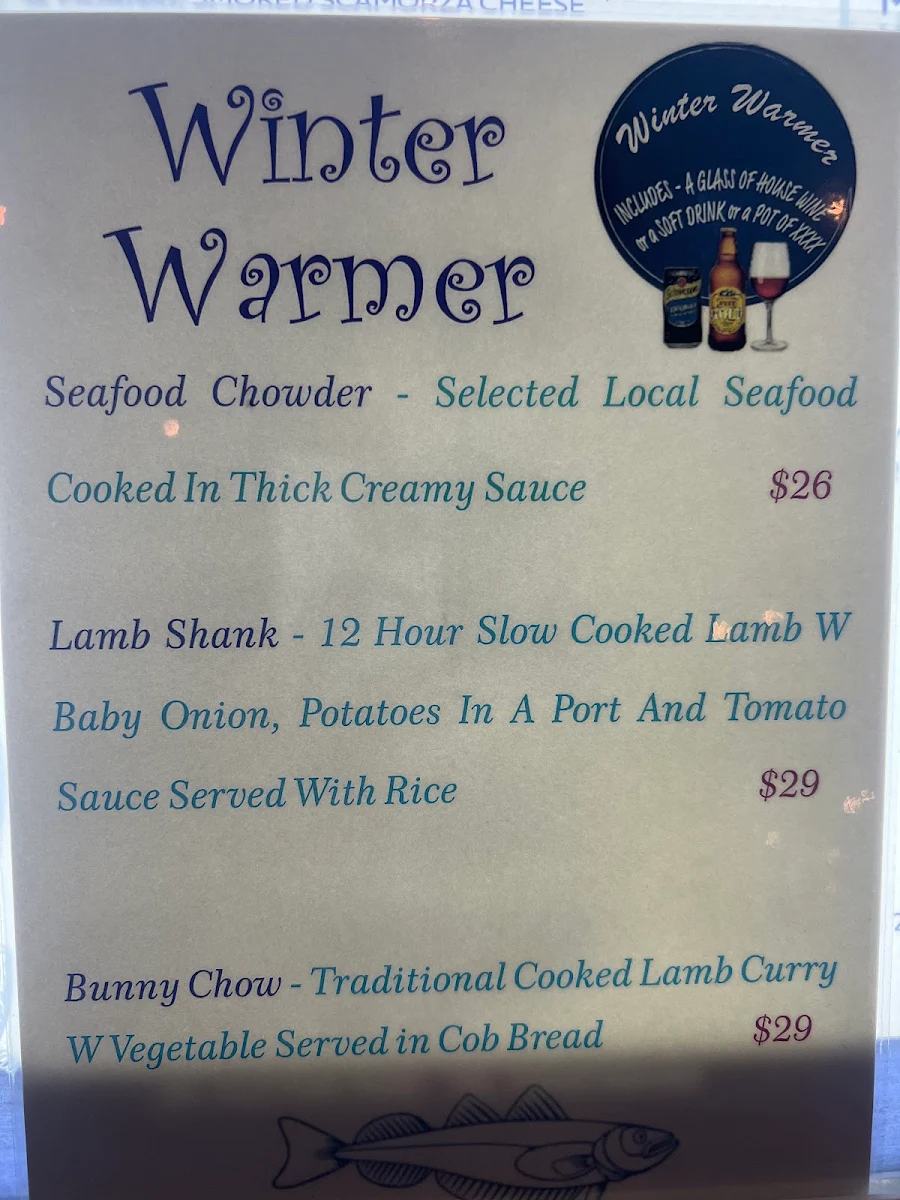Menu, Sea and shore restaurant