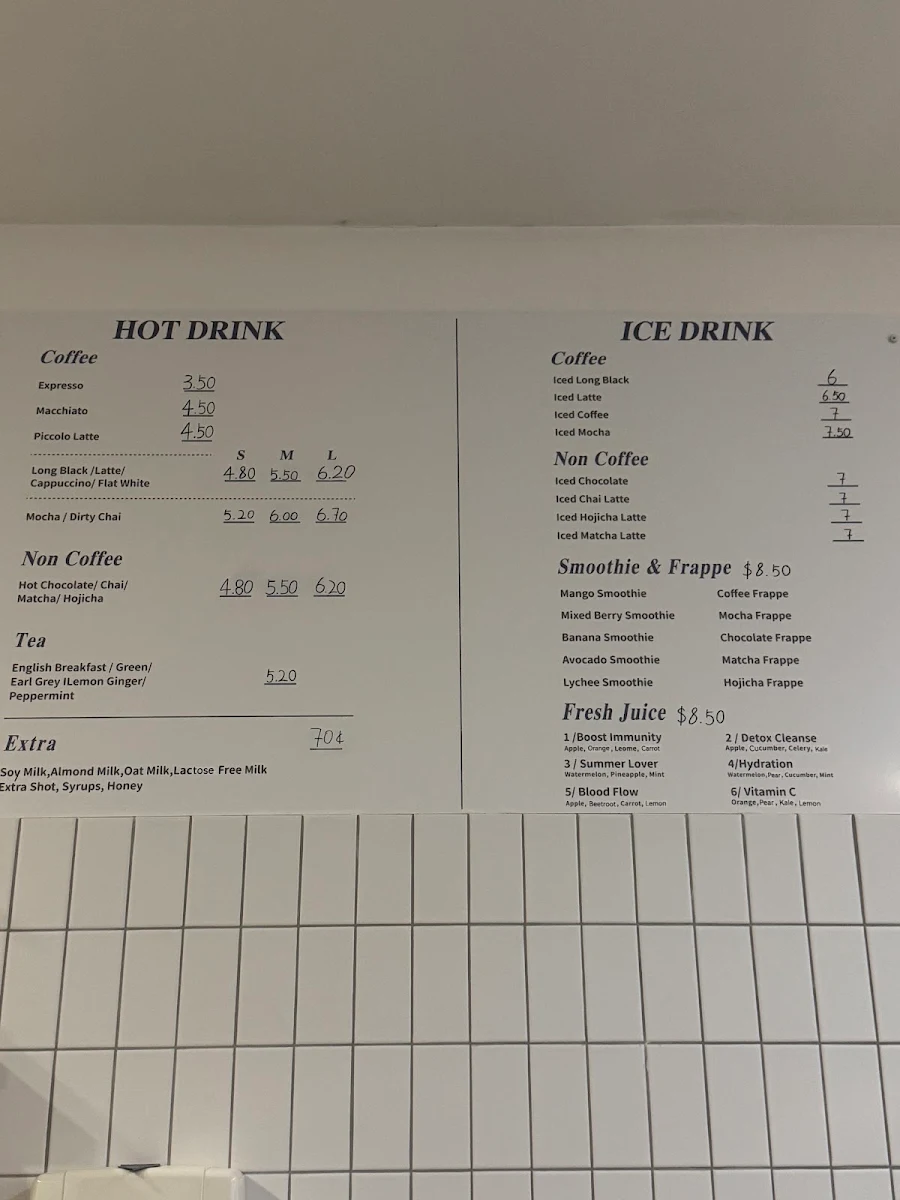 Menu, Here Cafe
