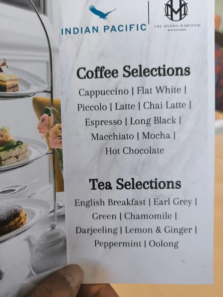 Menu, Pavilion Café & Boutique