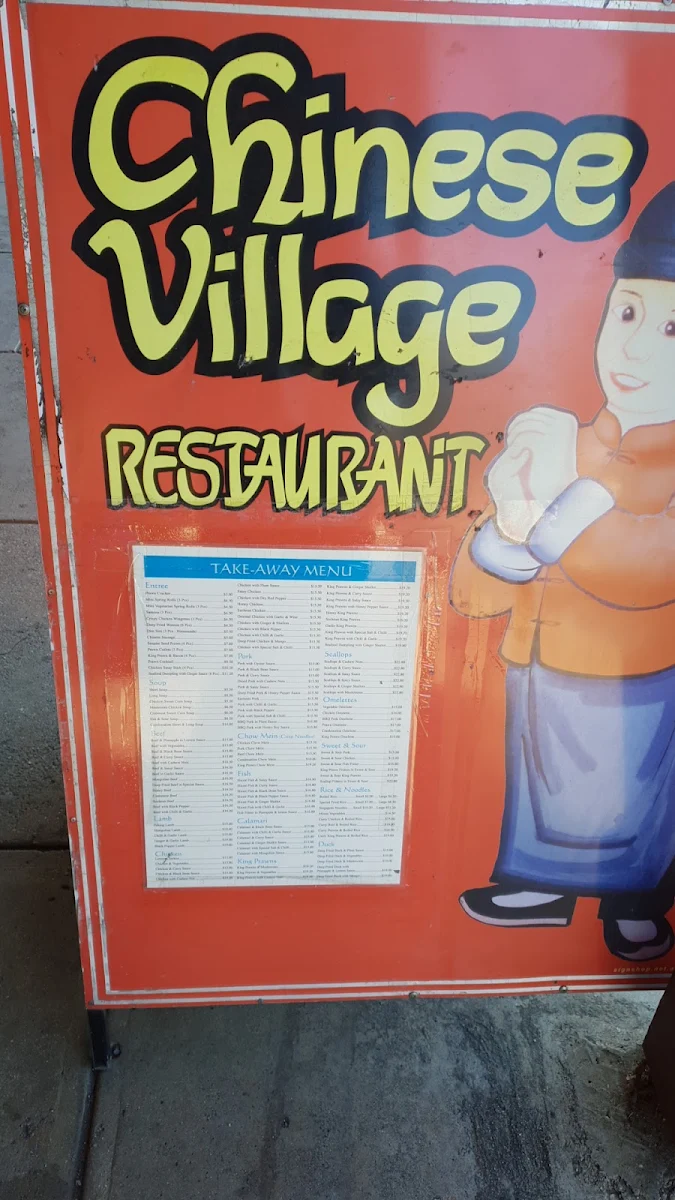 Menu, Chinese Village Restaurant