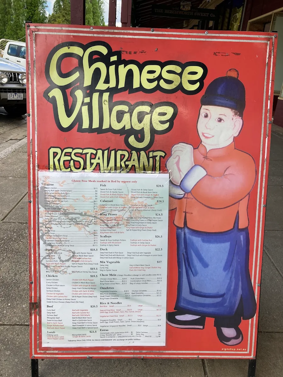 Menu, Chinese Village Restaurant