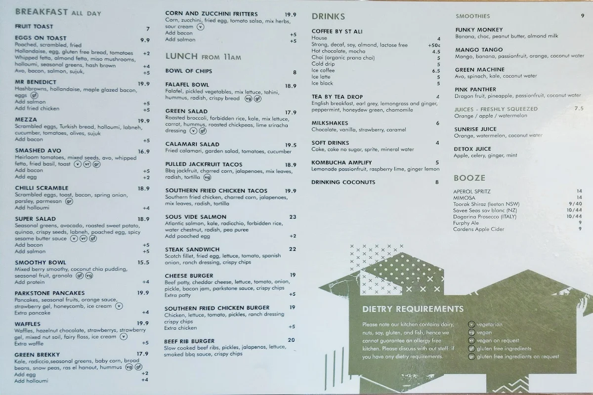 Menu, Parkstone