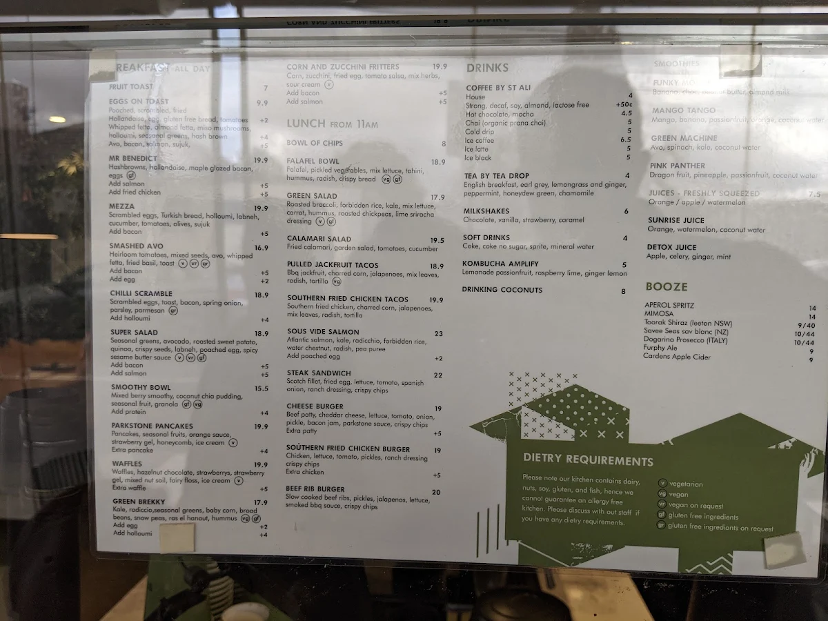 Menu, Parkstone