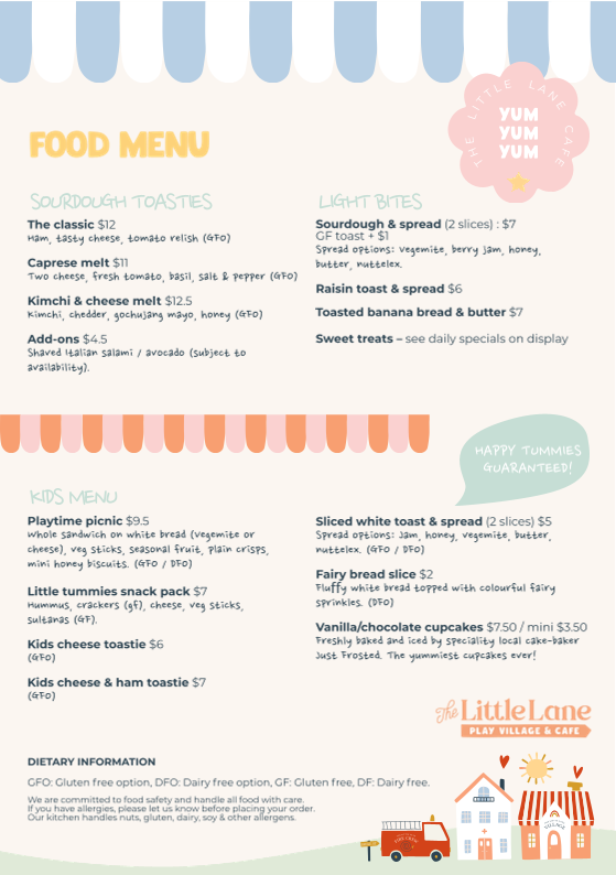 Menu, The Little Lane Play Village & Cafe