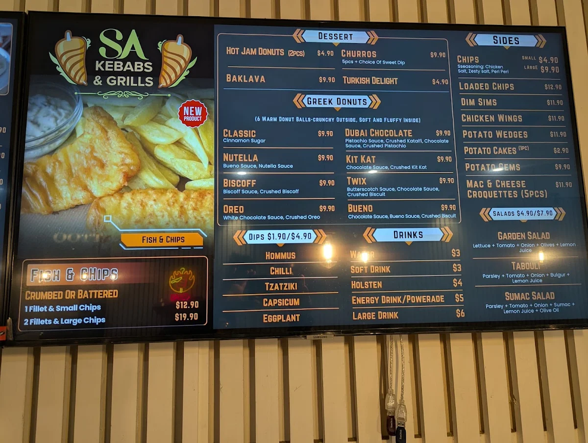 Menu, SA Kebabs & Grills