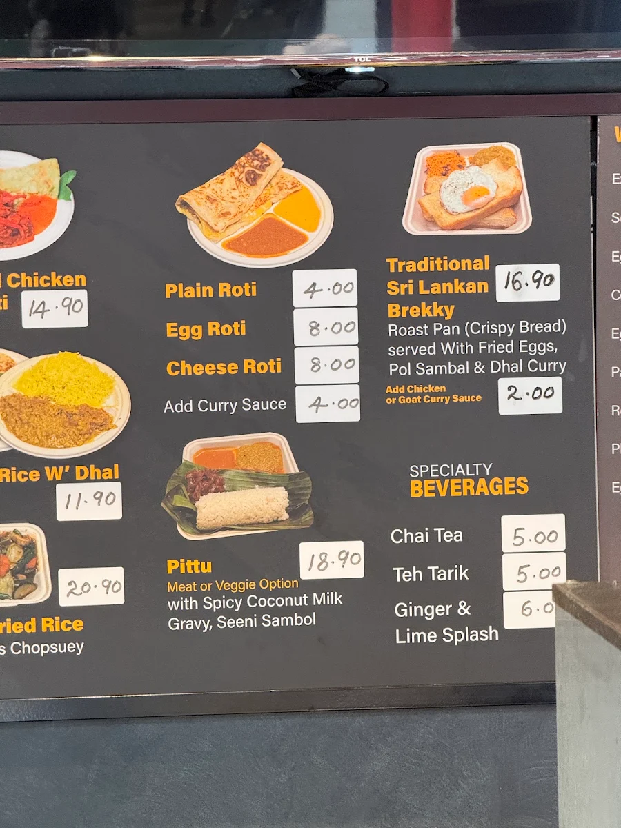 Menu, Drums Cafe Preston