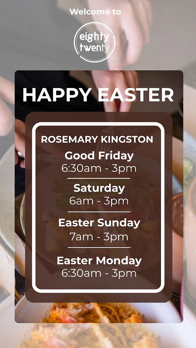 Menu, Rosemary by EightyTwenty the cafe | Kingston Cafe
