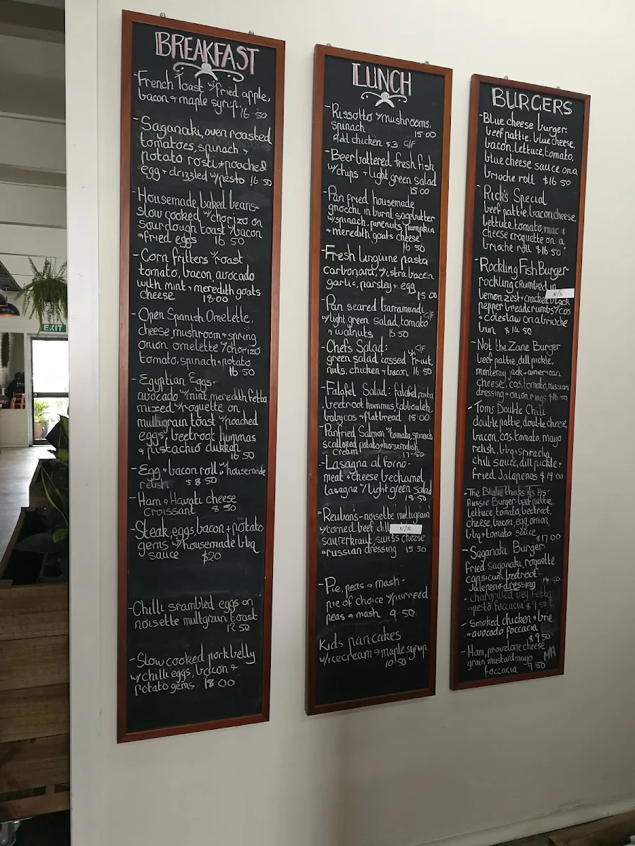 Menu, Lola's Cafe