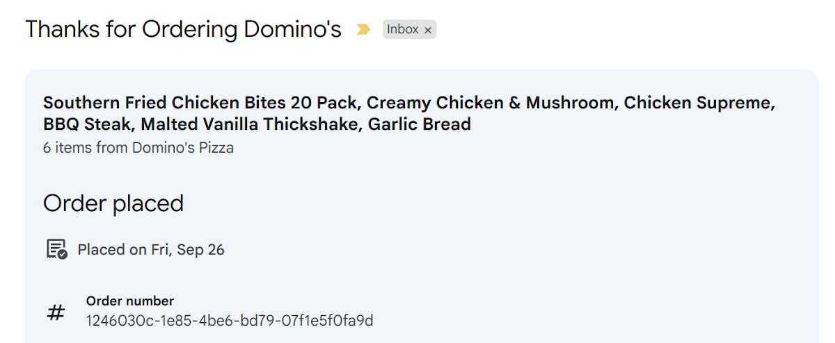 Menu, Domino's Pizza Toowong