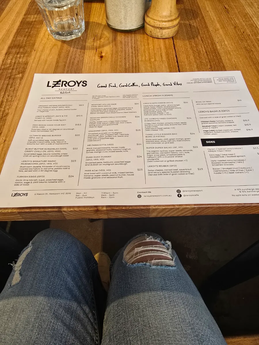 Menu, Leroys