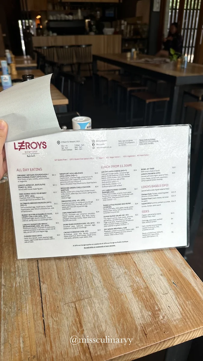 Menu, Leroys